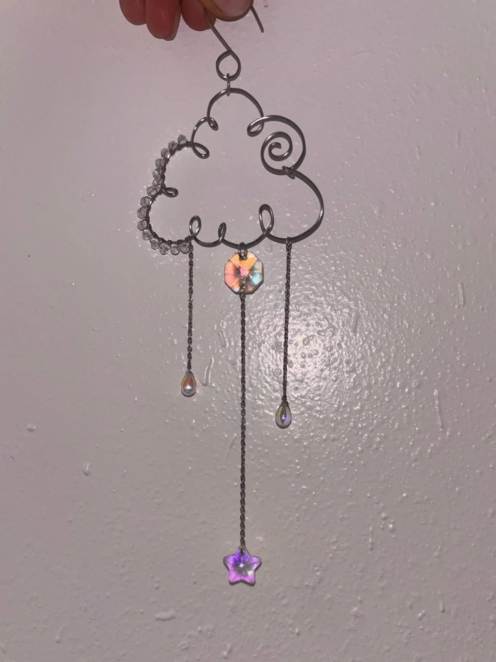 Silver Rain Cloud Crystal Hanging Wall Accent - Sparkling Cloud Mobile